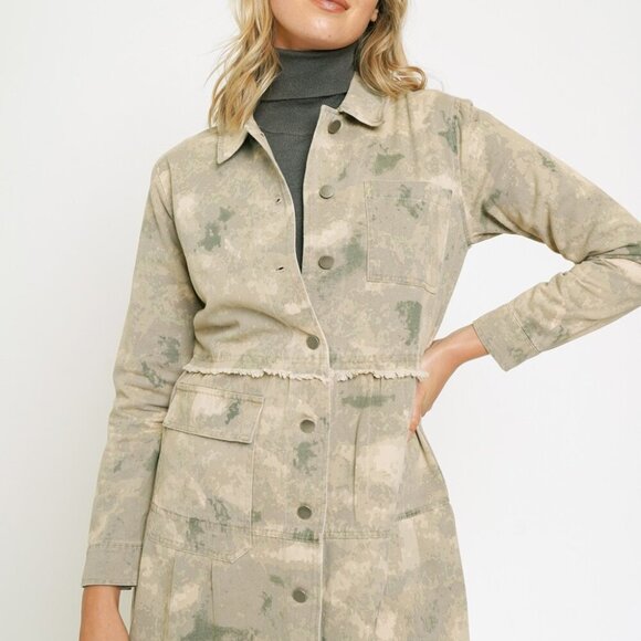 MYSTREE TIERED LONG TRUCKER JACKET - Picture 1 of 10